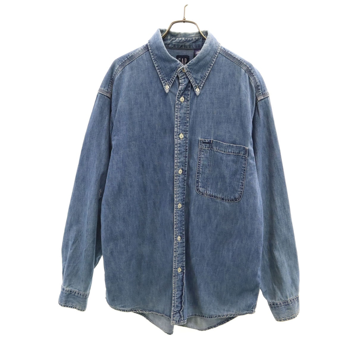 GAP ギャップ 長袖 ダンガリーデニム ボタンダウンシャツ M ウォッシュブルー