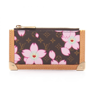 ルイ・ヴィトン LOUIS VUITTON ポシェットクレ キーリング付き コインケース 財布 レザー PVC モノグラム・チェリーブロッサム ピンク レディース ブラウン系 / ピンク系 / マルチカラー M92015 【中古】