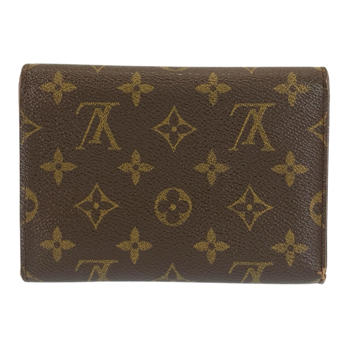 LOUIS VUITTON ルイヴィトン モノグラム ポルトトレゾール エテュイ パピエ ブラウン ゴールド金具 PVC 折り財布 1-0292500 【中古】