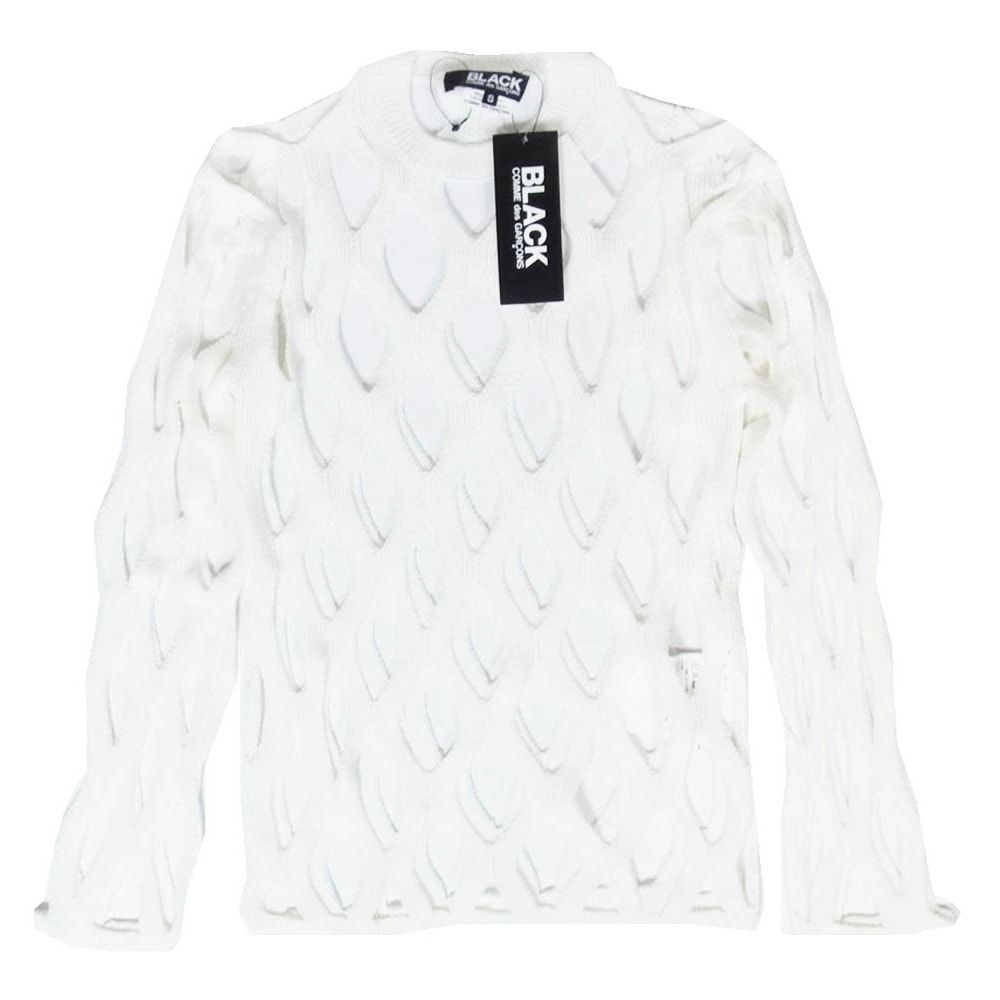 BLACK COMME des GARCONS ブラックコムデギャルソン ニット 1M-N007-052 Mesh Sweatshirt メッシュ スウェットシャツ ホワイト系 S【極上美品】【中古】