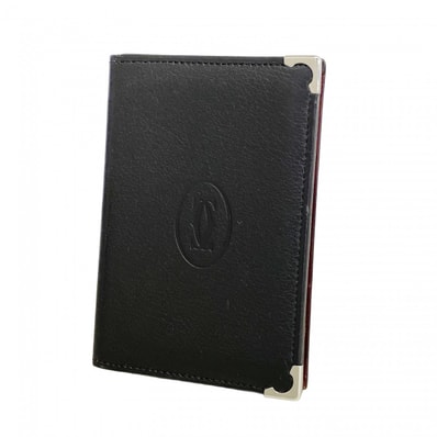 ★SALE【6eb0928】カルティエ カードケース カボション レザー ブラック シルバー金具【中古】メンズ レディース ユニセックス