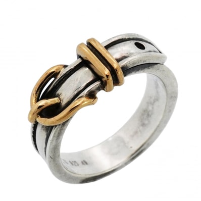 【6jcb0983】エルメス リング サンチュール K18YG イエローゴールド シルバー925 #49【中古】レディース