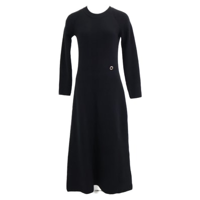 エルメス 新品同様 国内正規 24AW 4H2528D1 カシミヤ100 セリエチャーム ロングスリーブ ニットドレス 34