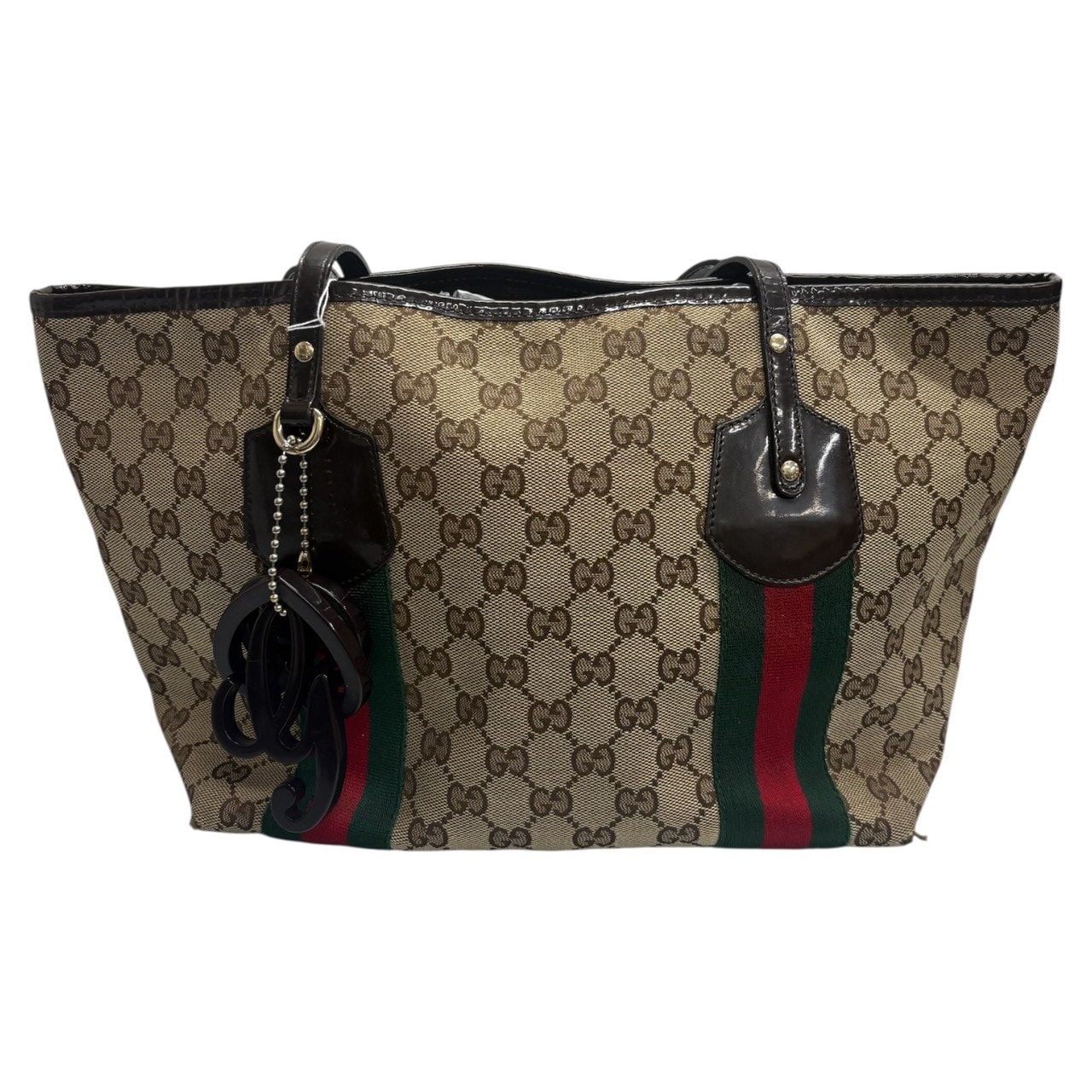 GUCCI グッチ シェリーライン ベージュ ゴールド金具 GGキャンバス レザー/ トートバッグ ショルダーバッグ S1-00029 【中古】