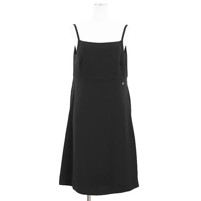 【美品】 シャネル キャミワンピース COCOマーク チャーム ワンピース レディース ブラック 42 CHANEL