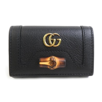 グッチ GUCCI キーケース バンブー GGマーモント レザー ブラック ユニセックス 658636【中古】 r11026k