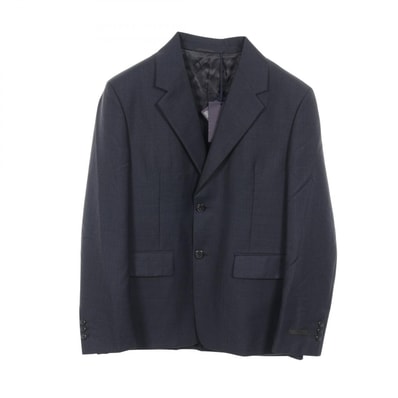 プラダ PRADA シングルブレスト テーラードジャケット 衣料品 アウター ウール シルク モヘヤ メンズ ネイビー系 【中古】