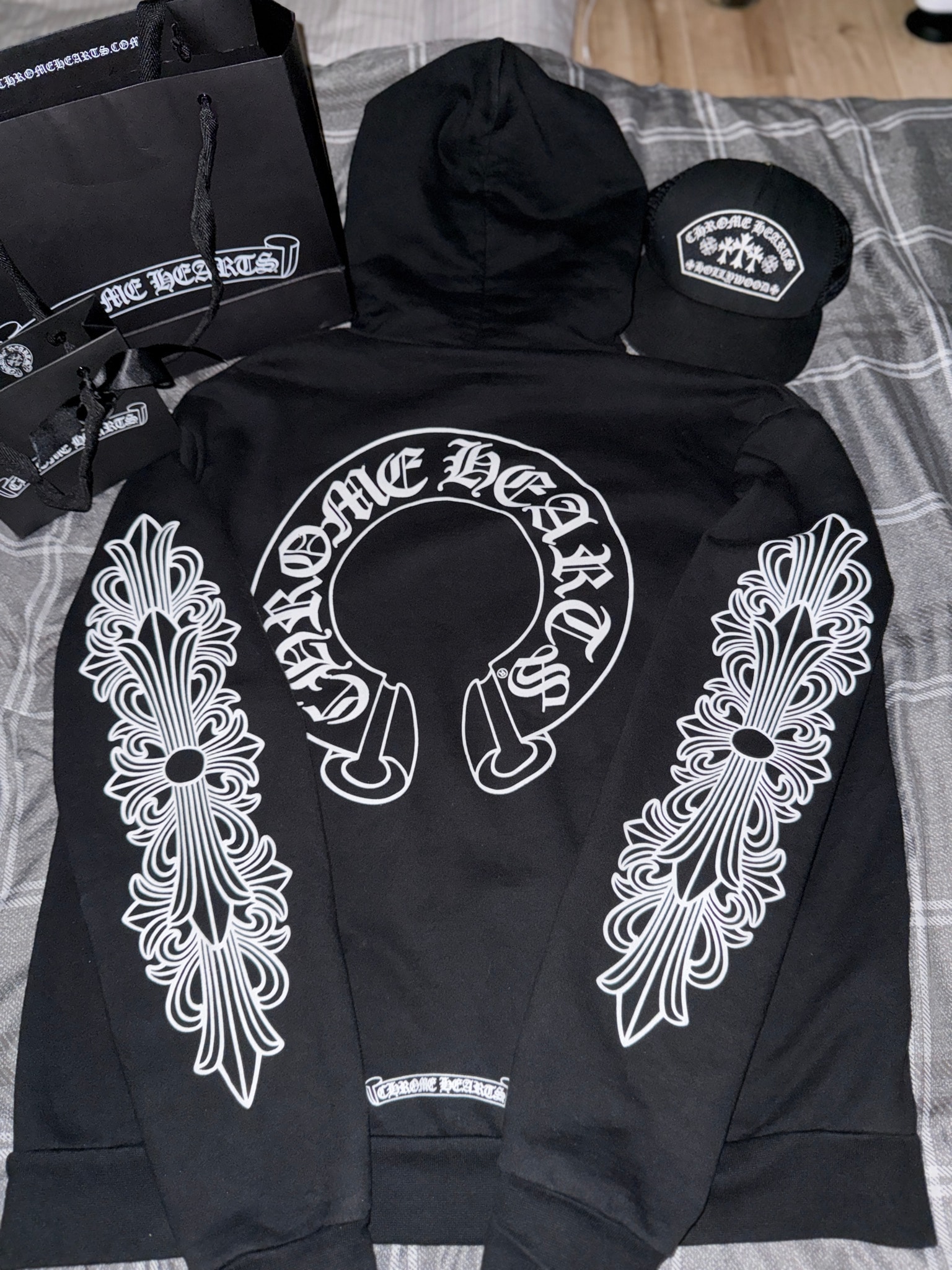 Chrome Hearts Horseshoe Floral Pullover Hoodie "Black"