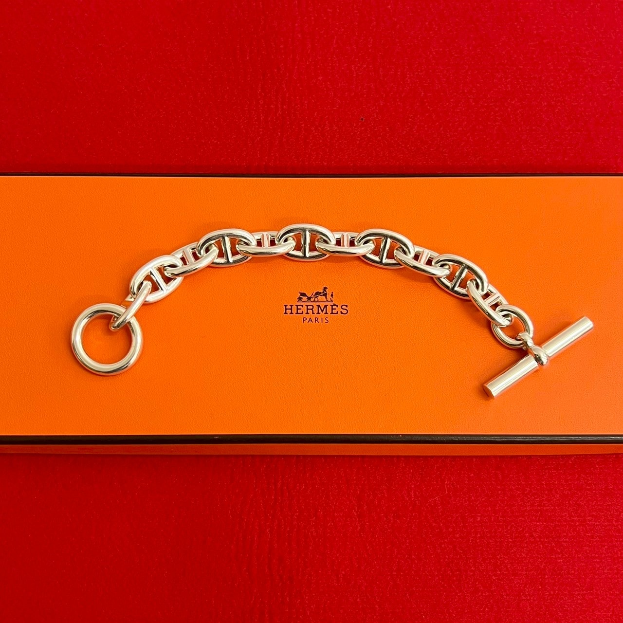 HERMES エルメス シェーヌダンクル TGM 11コマ シルバー925 ブレスレット シルバー
 486-5