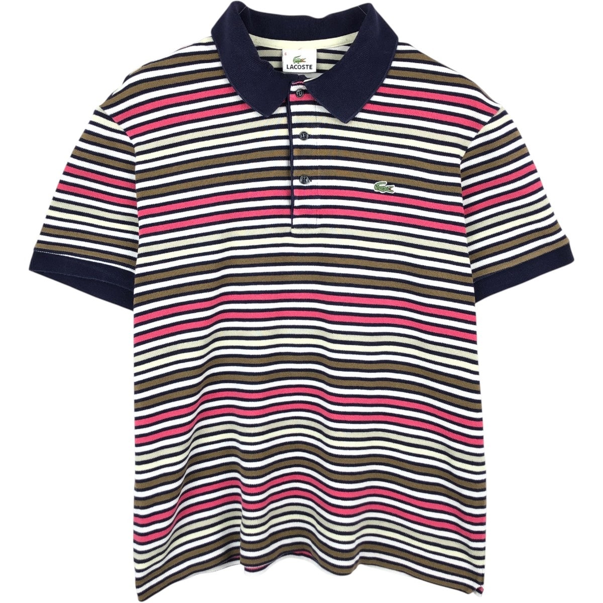 古着 ラコステ LACOSTE マルチボーダー 半袖 ボーダー ポロシャツ 6 メンズXL相当/eaa656530