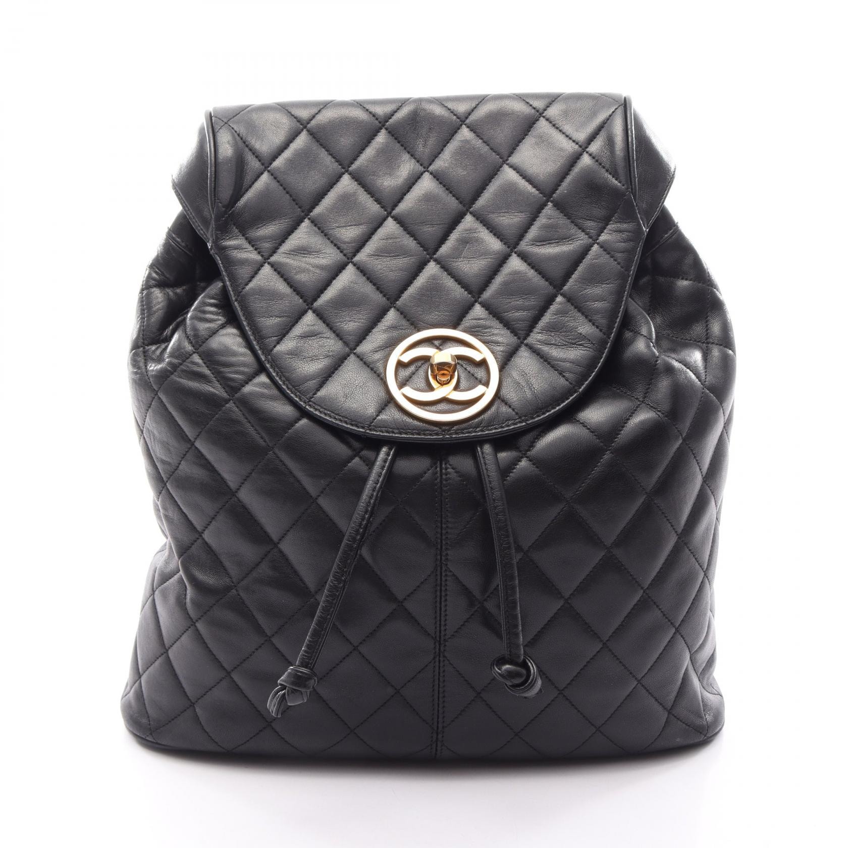 シャネル CHANEL マトラッセ リュックサック バックパック バッグ ラムスキン(羊革) レディース ブラック系 【中古】