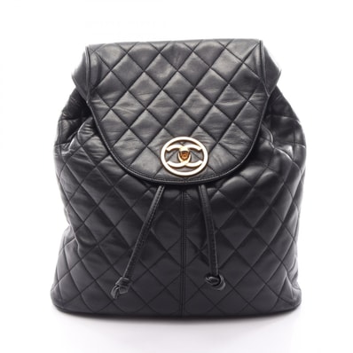 シャネル CHANEL マトラッセ リュックサック バックパック バッグ ラムスキン(羊革) レディース ブラック系 【中古】