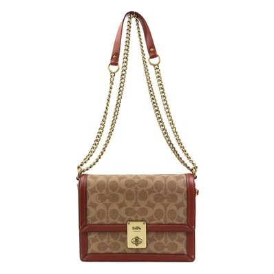 コーチ COACH ショルダーバッグ シグネチャー PVCコーティングキャンバス/レザー ブラウン レディース【中古】 h32339i