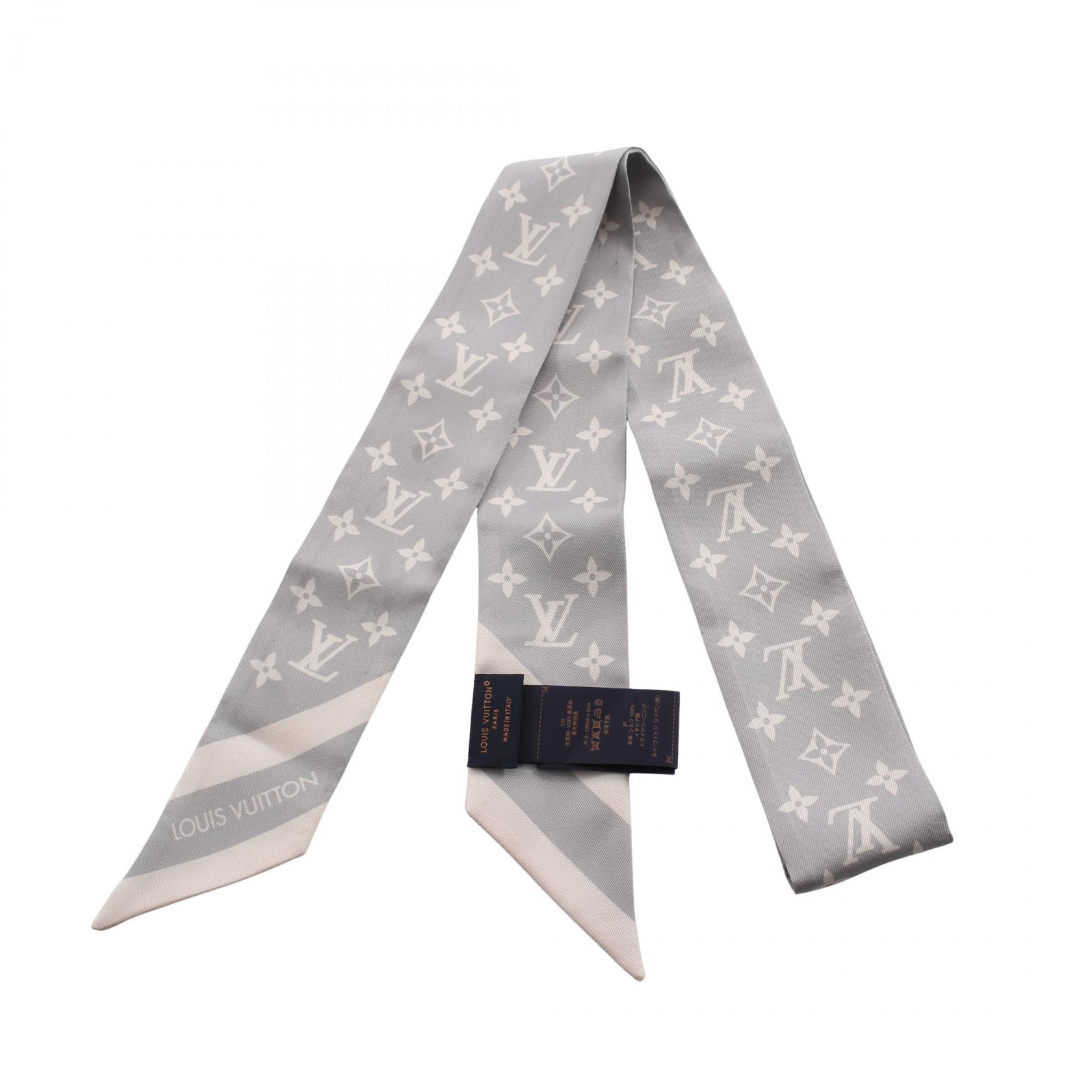 ルイ・ヴィトン LOUIS VUITTON バンドーBB モノグラムシルエット グリ リボン スカーフ 衣料品 シルク グレー レディース グレー系 M97398 【中古】