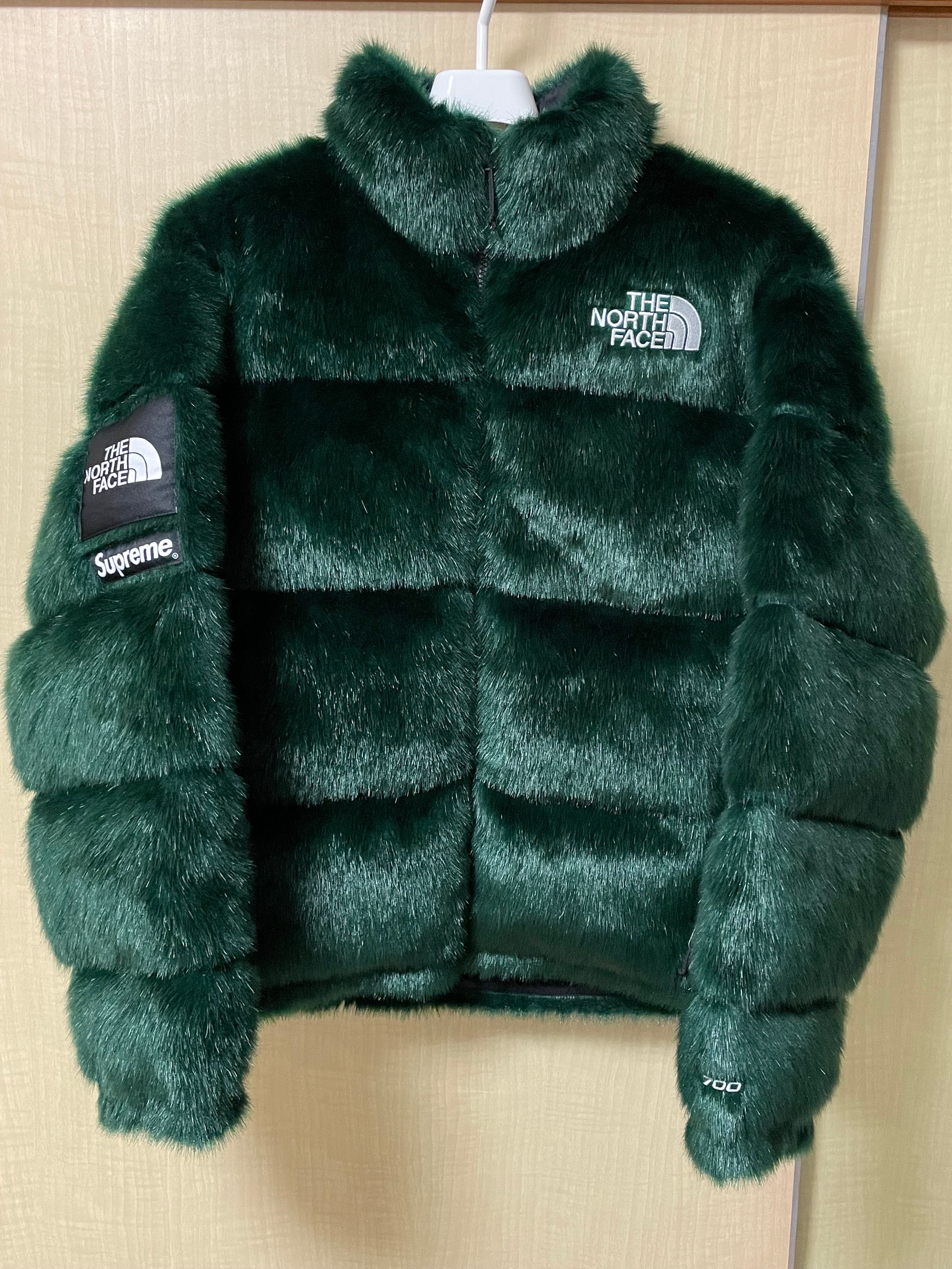 Supreme x The North Face Faux Fur Nuptse Jacket "Green"