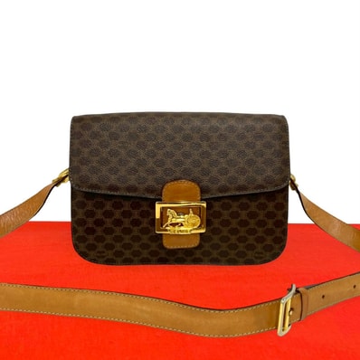 CELINE セリーヌ 馬車金具 マカダム ブラゾン トリオンフ 柄 ロゴ PVC レザー ショルダーバッグ ブラウン
21087