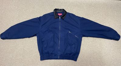 Supreme Leather Collar Utility Jacket "Navy"