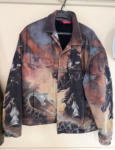 Supreme x Frank Frazetta Faux Shearling Lined Trucker Jacket "Multi"