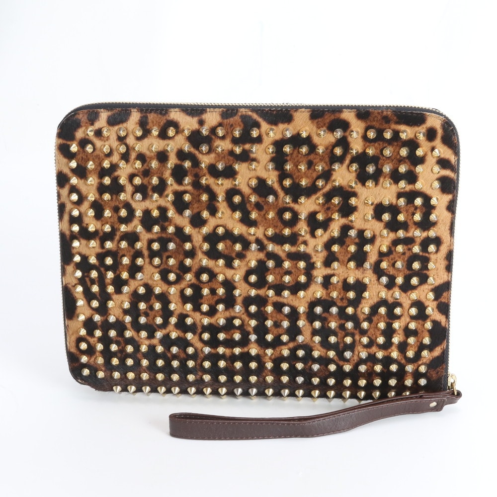 ■美品 クリスチャンルブタン レオパード ヒョウ柄 スパイク スタッズ