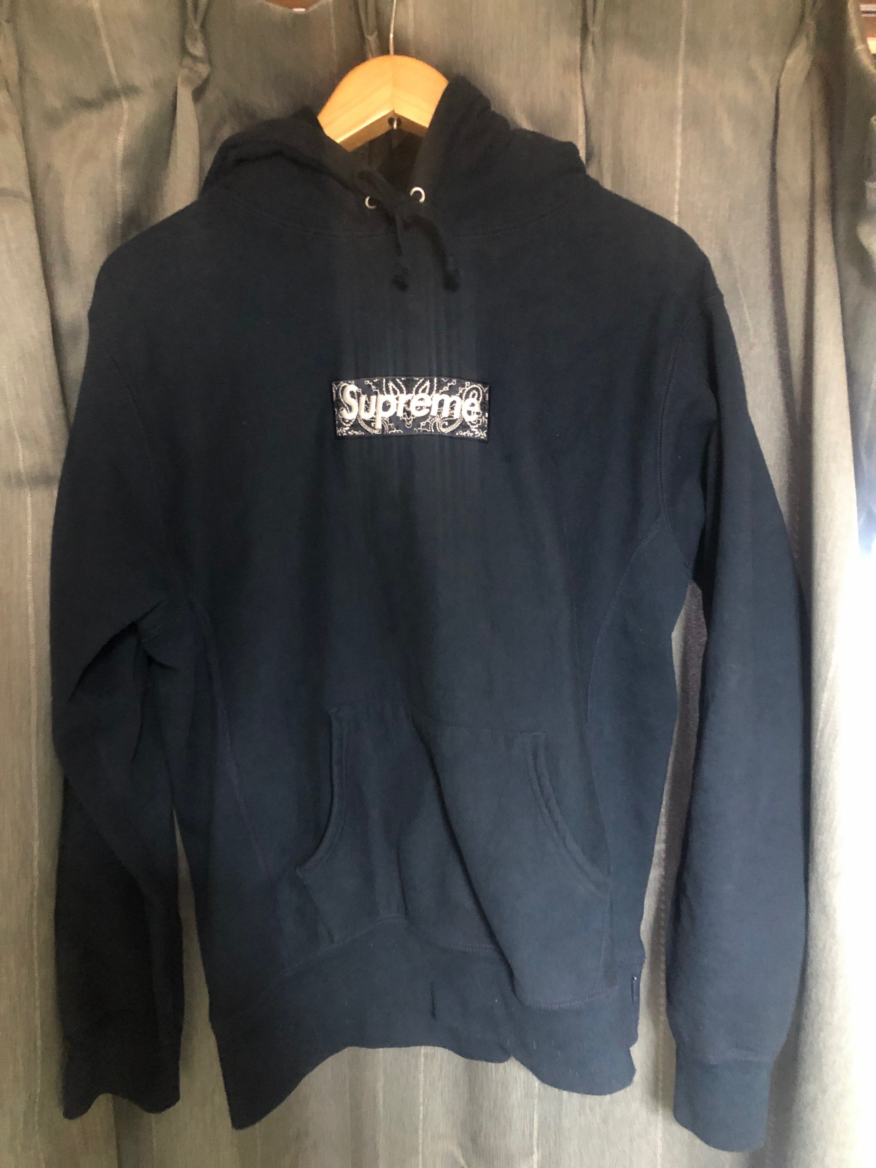 Supreme Bandana Box Logo Hooded Sweatshirt "Navy"