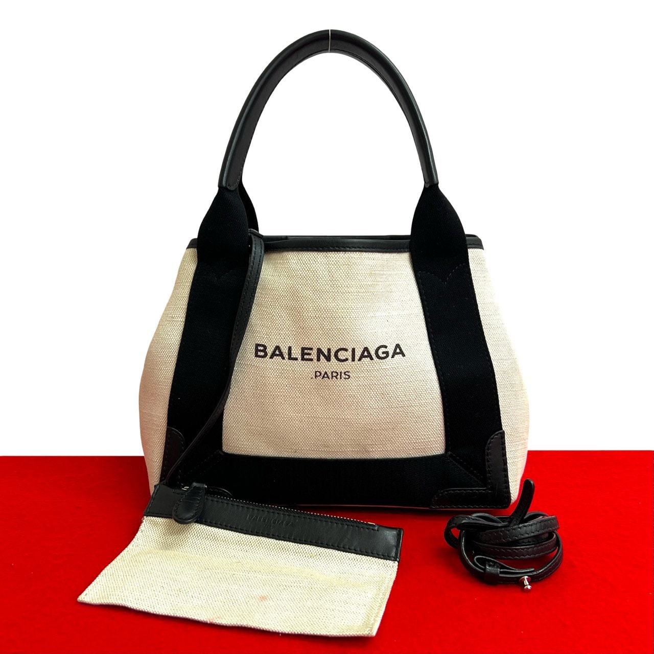 BALENCIAGA バレンシアガ ネイビーカバス XS キャンバス レザー ショルダーバッグ ブラック
 39121
