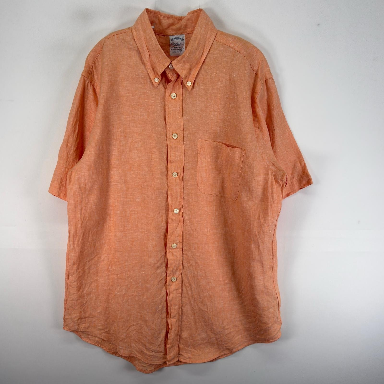 古着 ブルックスブラザーズ Brooks Brothers 半袖シャツ 胸ポケ REGENT L  オレンジ系 無地 メンズ