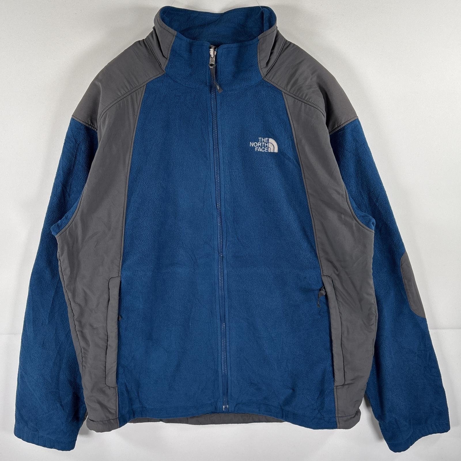 古着 ザ・ノースフェイス THE NORTH FACE フルジップフリースジャケット ナイロン ツートンカラー 大きいサイズ XL  ブルー メンズ