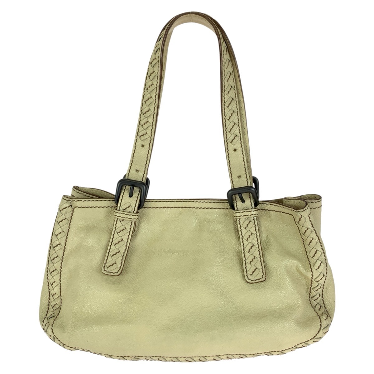 BOTTEGAVENETA ボッテガヴェネタ イントレチャート ベージュ アイボリー レザー ハンドバッグ トートバッグ 1-0283129 【中古】