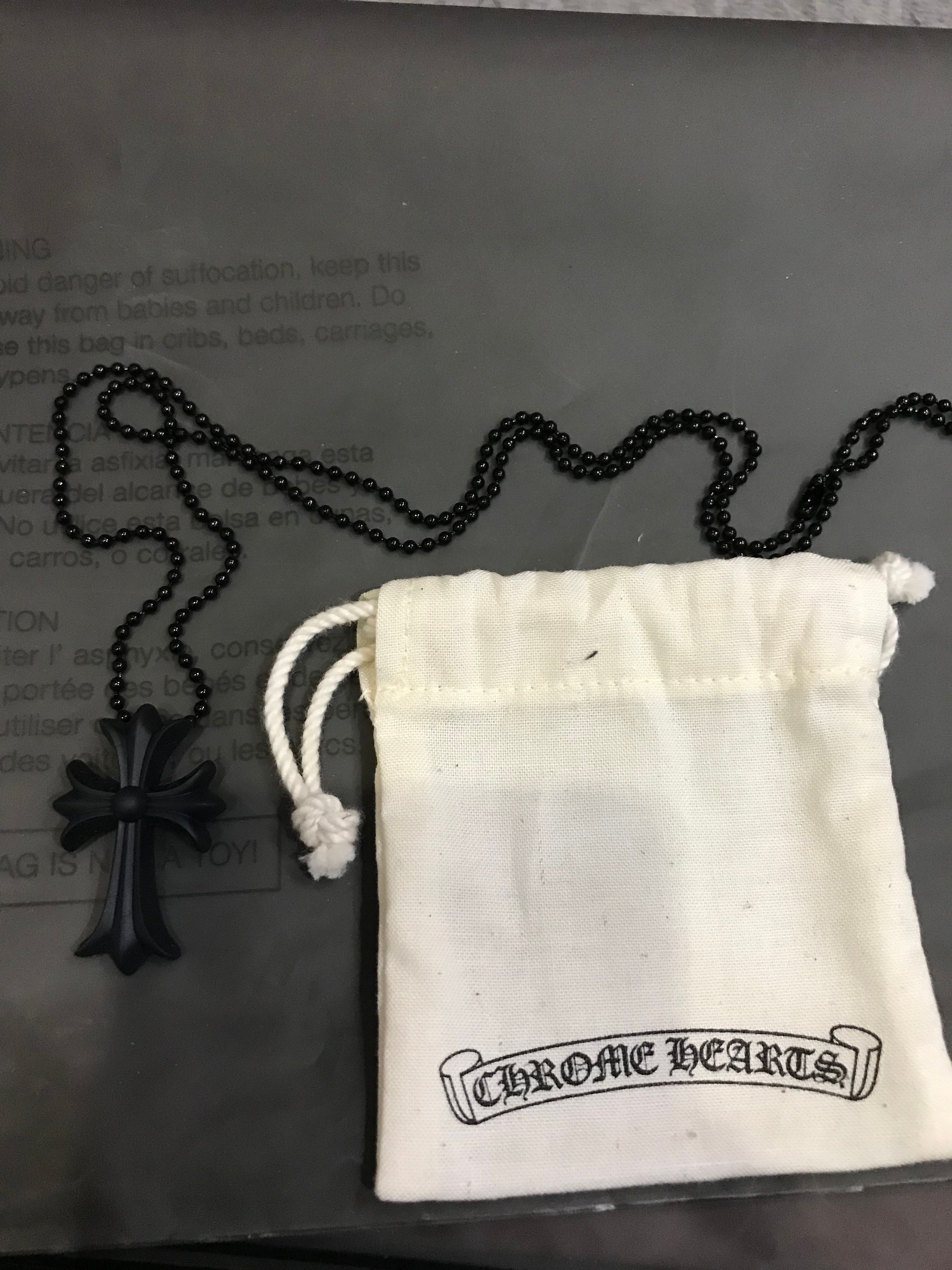 Chrome Hearts Rubber Small CH Cross Silicon Necklace "Black"