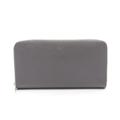 セリーヌ CELINE ラージ ジップドウォレット ラウンド長財布 財布 レザー レディース グレー系 【中古】