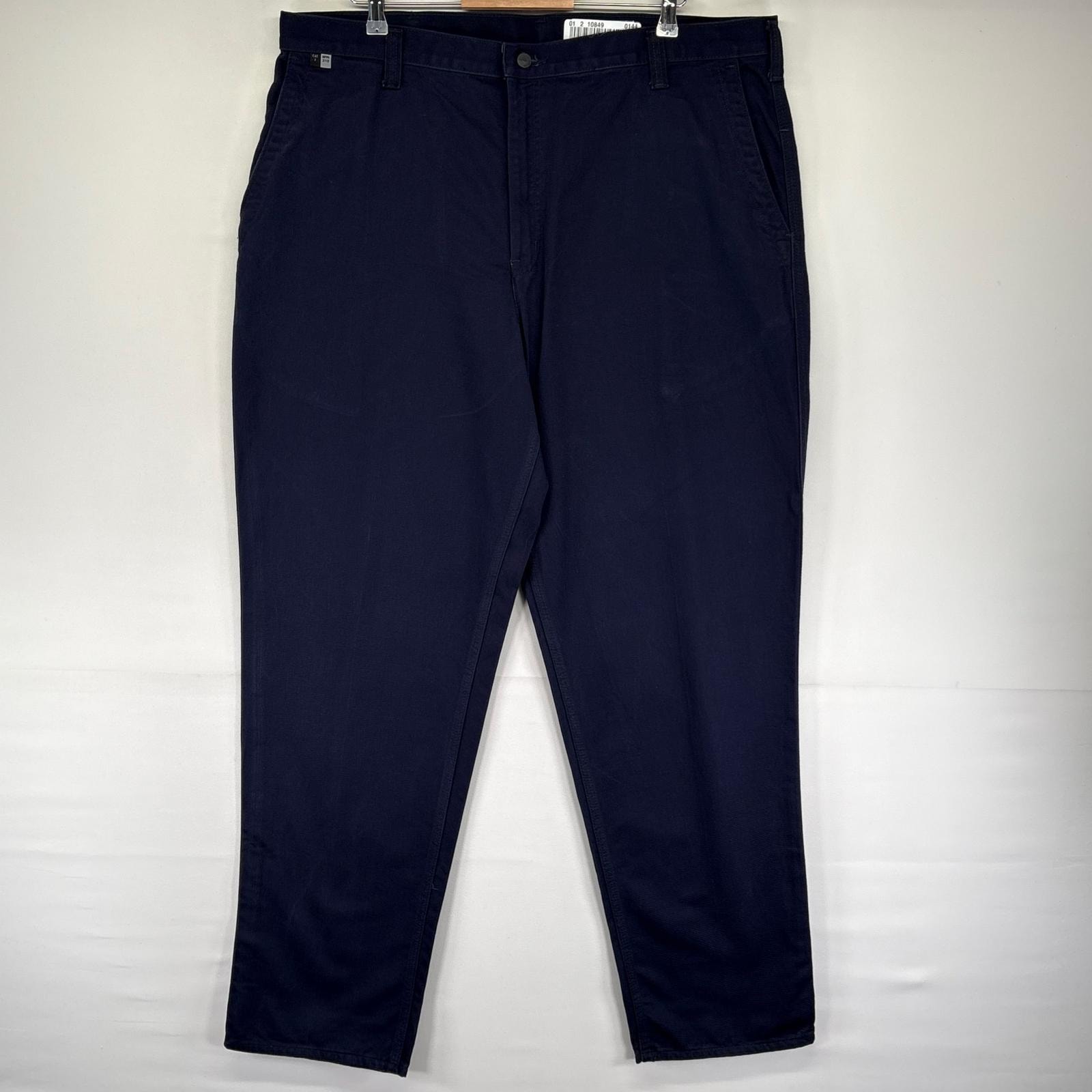古着 カーハート Carhartt パンツ ワークパンツ FR ワンポイントロゴ 大きいサイズ ジッパーフライ W42 L36  ネイビー系 メンズ