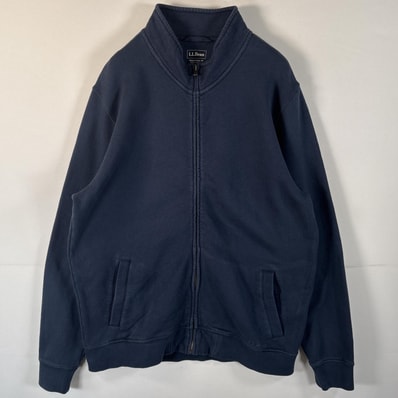 古着 エルエルビーン L.L.Bean スウェット フルジップ ワンポイントロゴ刺繍 ジャケット トレーナー 大きいサイズ L ネイビー メンズ