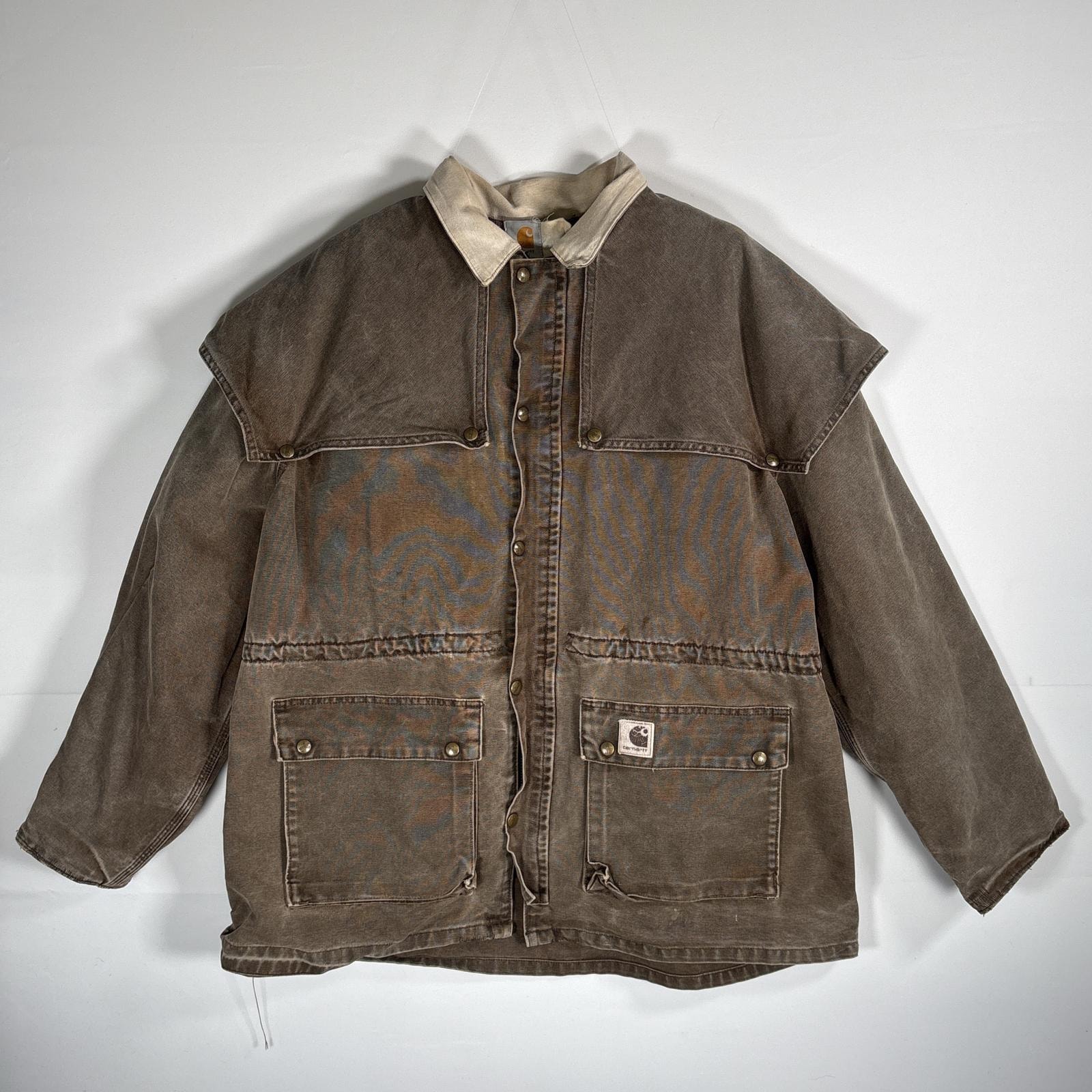 古着 カーハート Carhartt カバーオール ダックジャケット アンブレラケープ 裏地ブランケット 14041  ブラウン系 メンズ