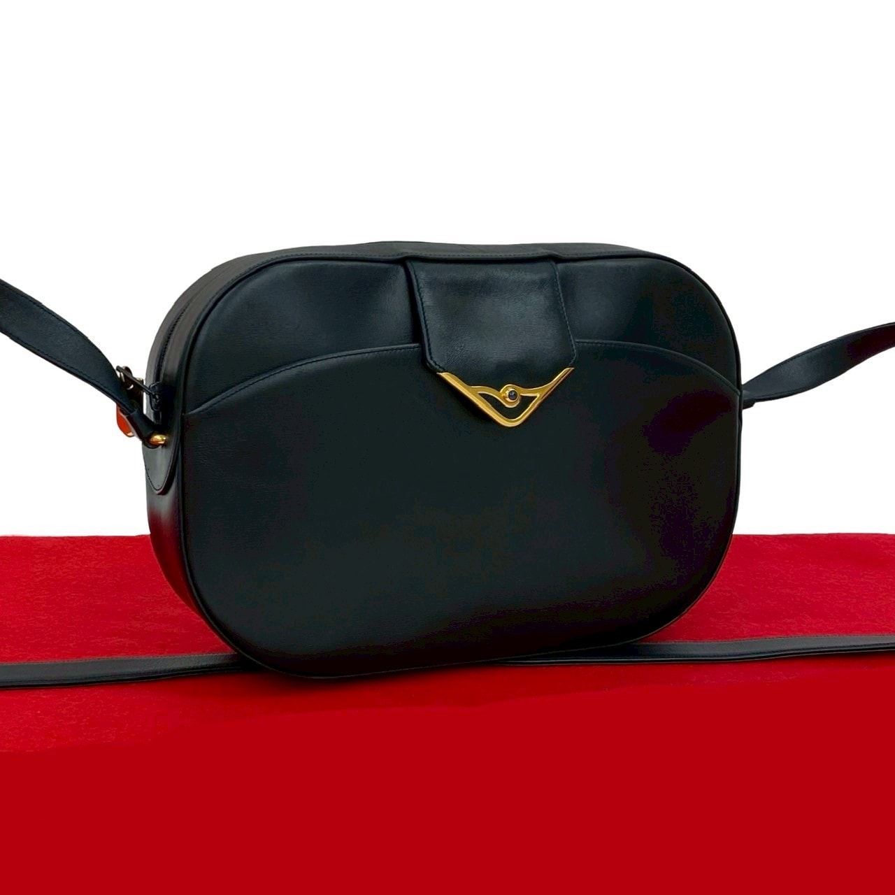 CARTIER カルティエ サファイアライン レザー ショルダーバッグ ネイビー
 38435