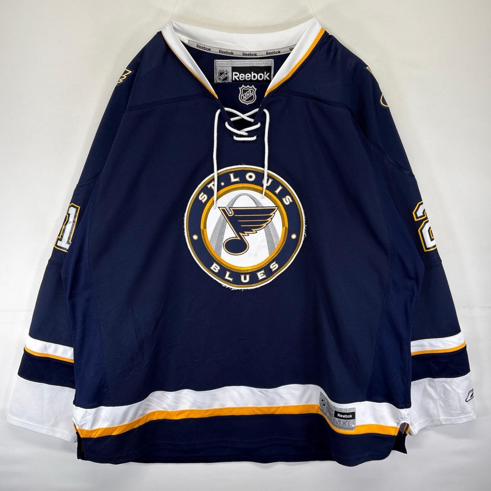 古着 リーボック Reebok 長袖シャツ NHL チームロゴ プルオーバー  ゲームシャツ ワッペン 大きいサイズ 4XL  ネイビー系 メンズ