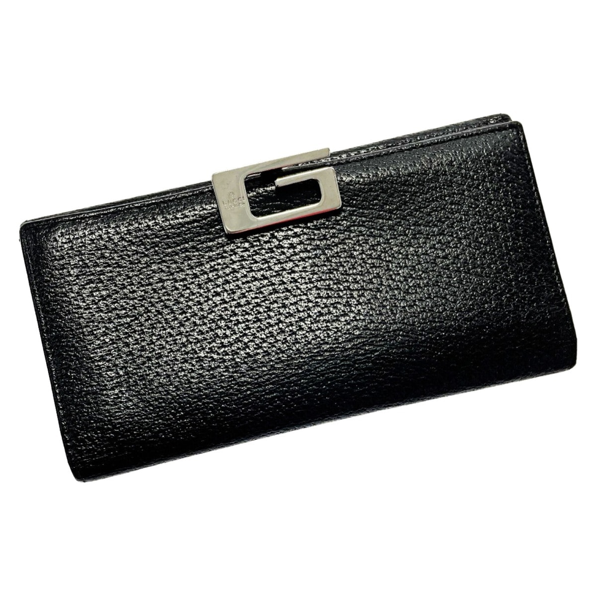 ☆☆GUCCI グッチ 2つ折り長財布 035・1408・2097 ブラック ピグスキン レザー レディース シルバー金具