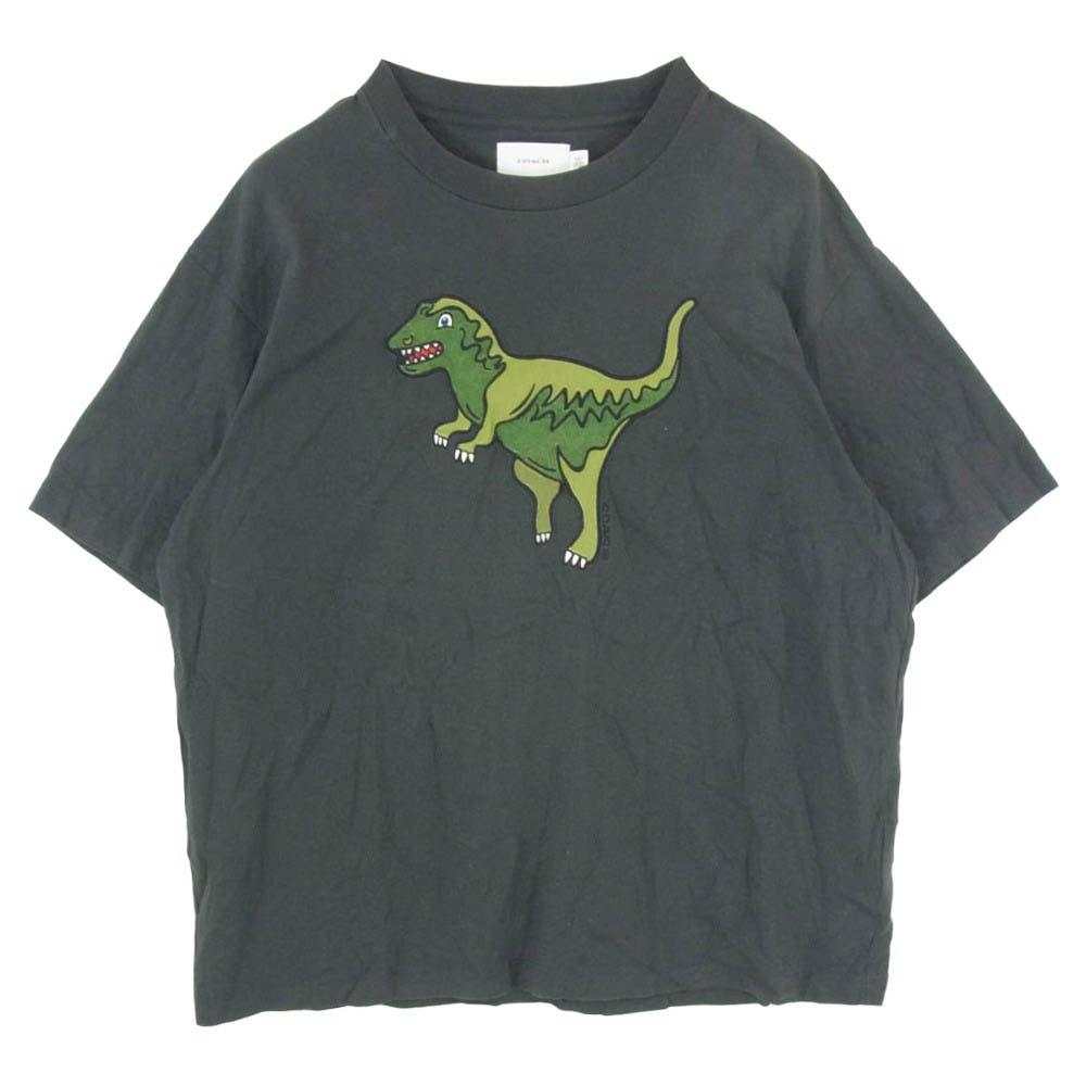 COACH コーチ 26AW CZ484 Rexy Relaxed Fit T-Shirt in Organic Cotton レキシーリラックスドフィット オーガニックコットン 恐竜刺繍 半袖Tシャツ チャコール系 L【中古】