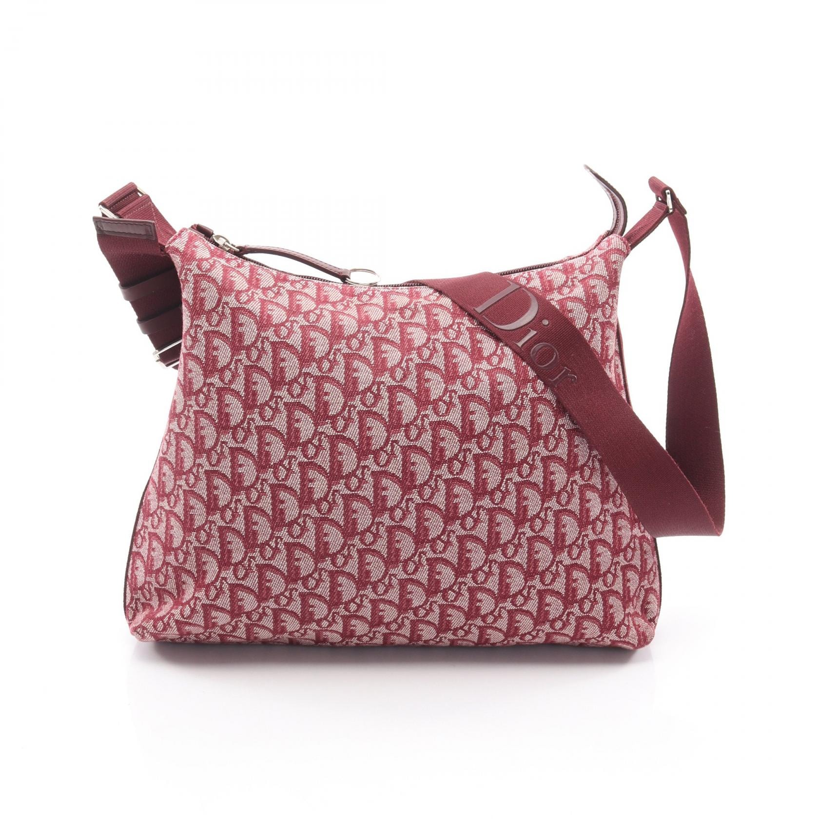 ディオール Dior トロッター ショルダーバッグ バッグ キャンバス レザー レディース ボルドー系 【中古】