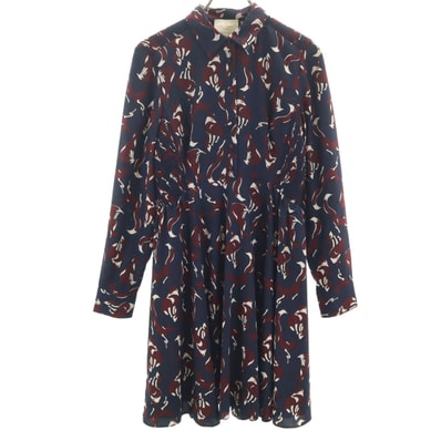 Kate Spade ケイトスペード フォックス柄 長袖 ワンピース 4 ネイビー アニマル