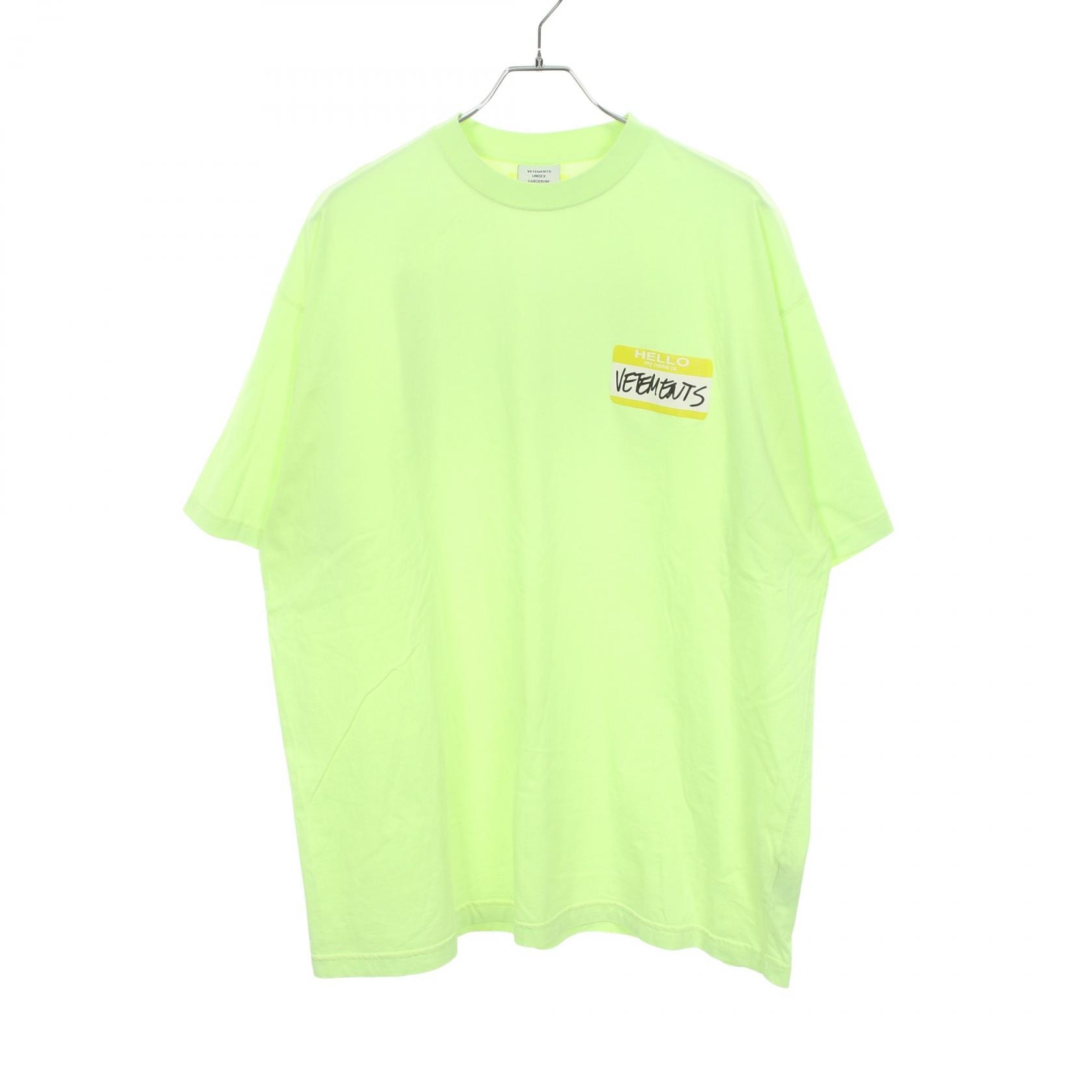 ヴェトモン VETEMENTS Name Badge 半袖Tシャツ 衣料品 トップス コットン メンズ レディース グリーン系 【中古】