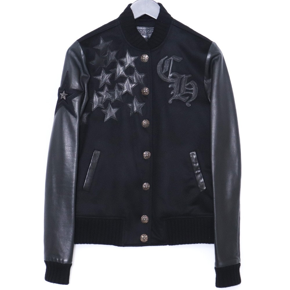 Chrome Hearts Letter Man Star Leather Patch Leather Sleeve Blouson "Black"