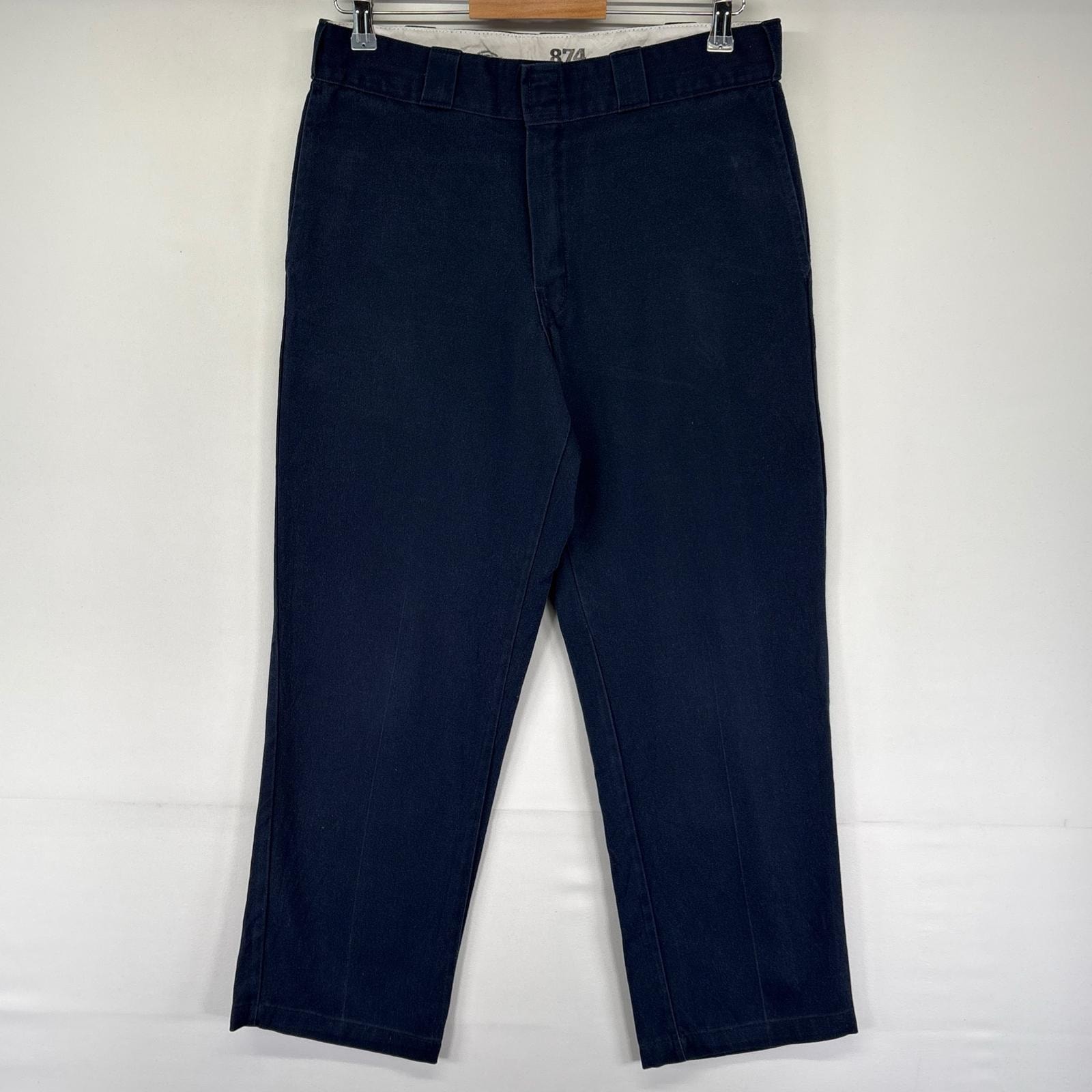 古着 ディッキーズ Dickies パンツ チノパン ジッパーフライ ストレート スラックス 874 センタープレス W34 L30 ネイビー系 メンズ