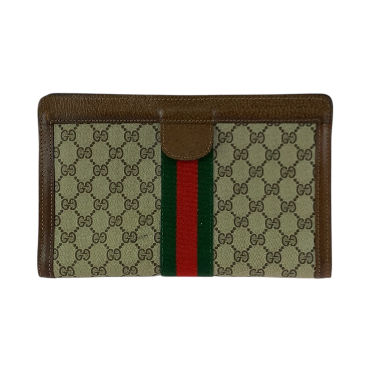 GUCCI グッチ ヴィンテージ オールドグッチ シェリーライン ベージュ ブラウン GGスプリームキャンバス レザー/ クラッチバッグ セカンドバッグ 601328 【中古】