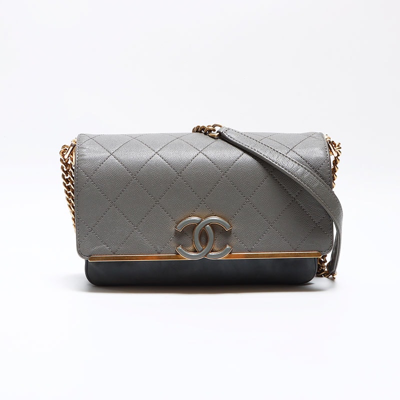 シャネル CHANEL キャビアスキン × スエード チェーン ココマーク 26番台 2017-2018 ショルダーバッグ【中古】