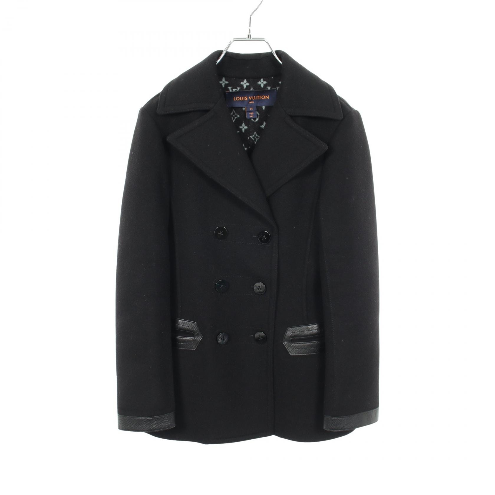 ルイ・ヴィトン LOUIS VUITTON モノグラム ピーコート 衣料品 アウター ウール レディース ブラック系 RW181W QWE FECO06 【中古】