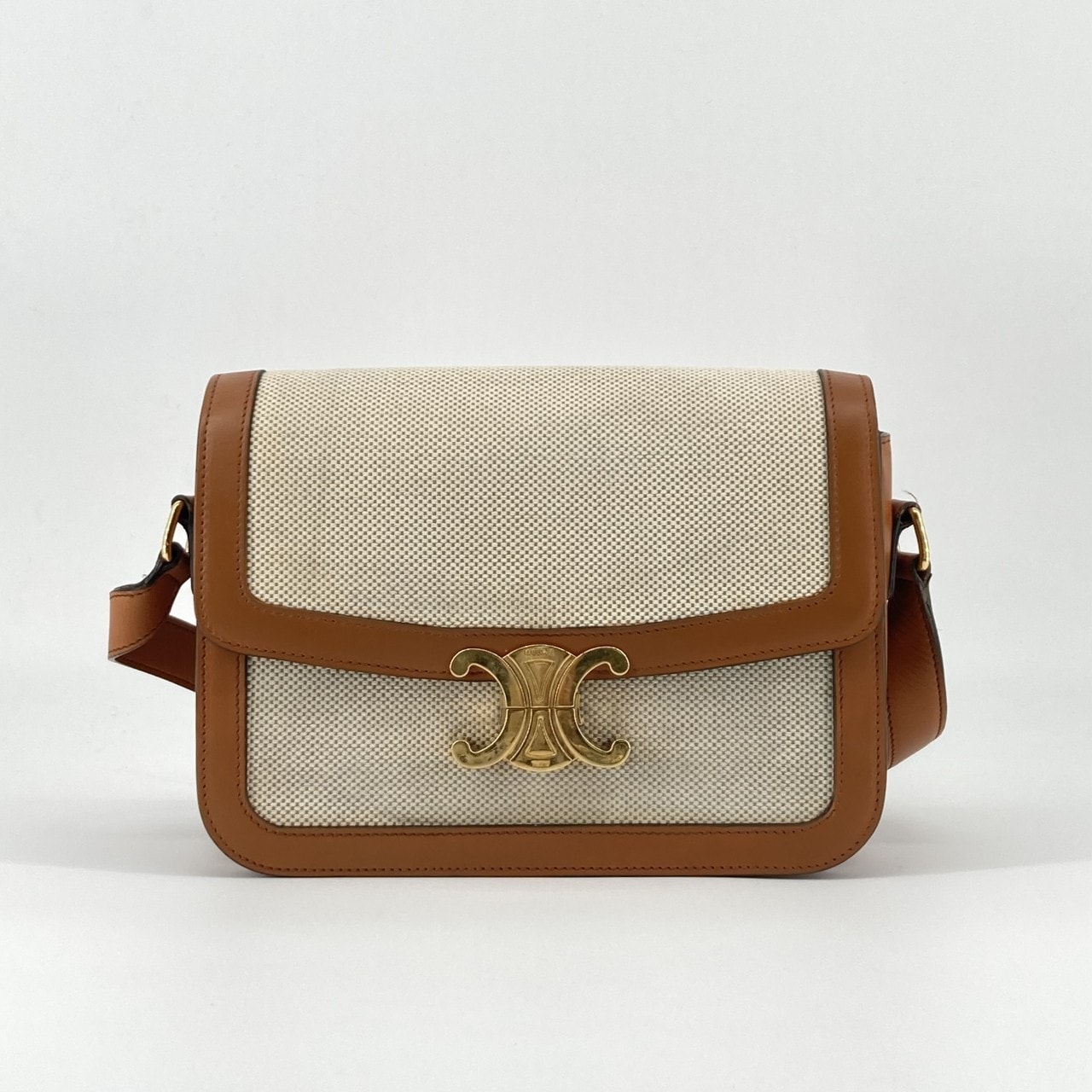 CELINE(セリーヌ) トリオンフ クラシック  191242 ショルダーバッグ ベージュ×ブラウン