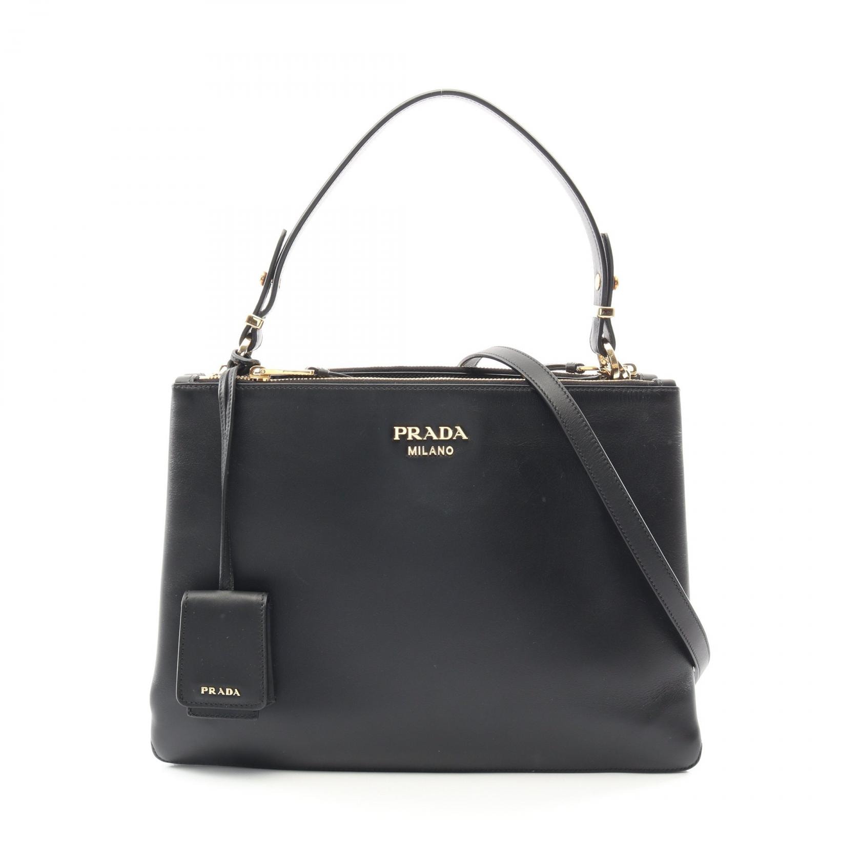 プラダ PRADA NEW CAL F2WAY トートバッグ バッグ レザー レディース ブラック系 1BA233 【中古】