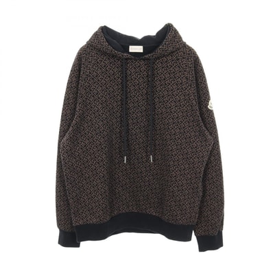 モンクレール MONCLER ロゴ総柄 パーカー 衣料品 トップス コットン ポリエステル メンズ ブラック系 / ブラウン系 【中古】