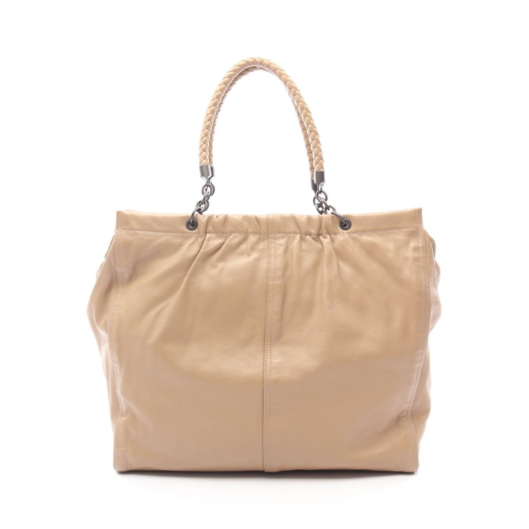 ボッテガヴェネタ BOTTEGA VENETA イントレチャート トートバッグ バッグ レザー レディース ベージュ系 【中古】