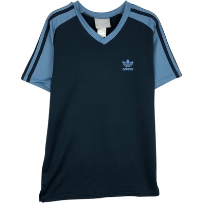 古着 80~90年代 アディダス adidas ツートン Vネック ワンポイントロゴTシャツ メンズS相当 ヴィンテージ/eaa639248